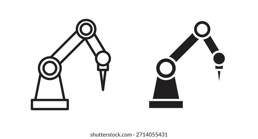 Robot arm icon silhouette vector designs. Editable Strokes