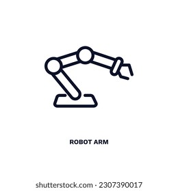 robot arm icon. Thin line robot arm icon from automation and high tech collection. Outline vector isolated on white background. Editable robot arm symbol can be used web and mobile