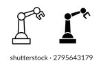 Robot arm icon vector graphic clipart and line art style set
