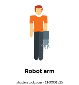 Robot arm icon vector isolated on white background, Robot arm transparent sign , standing human or people cartoon character illustration