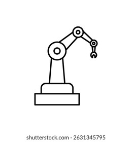 ícone de braço robô, linha vetorial isolada no fundo branco.