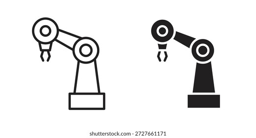 Roboterarm-Icons-Sammlung. Dünne lineare und schwarze flache Symbole