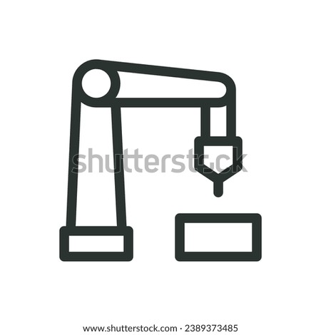 Robot arm isolated icon, automatic production vector icon with editable stroke