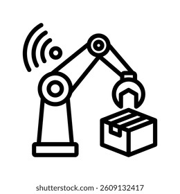Robot Arm Line Vector Illustration On White Background.