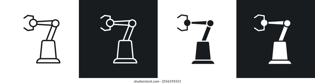 Robot arm linear icon set for app, and web design.