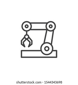 Robot arm machine line icon. linear style sign for mobile concept and web design. Robotic arm outline vector icon. Symbol, logo illustration. Vector graphics