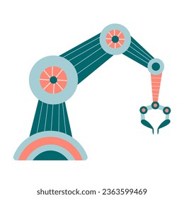 Robot arm. Mechanical hand. Industrial robot manipulator. Modern industrial technology and Factory assembly robots. Conveyor vector design