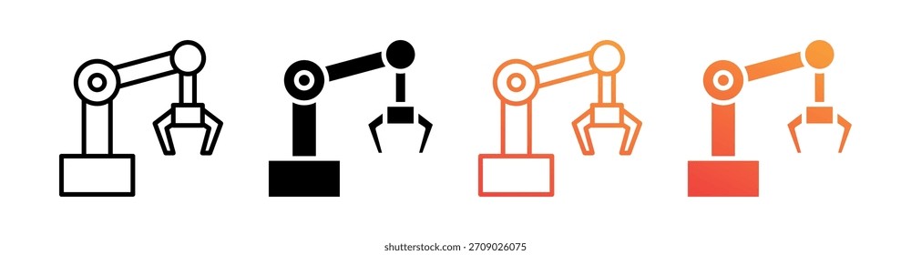Conjunto de iconos de estilo múltiple de brazo de robot Vector