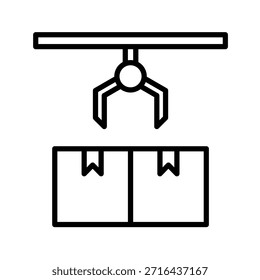 Ilustración vectorial de icono de contorno de brazo de robot