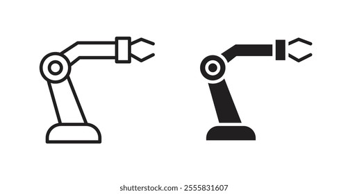 Robot arm outlined and solid icon vector collection.