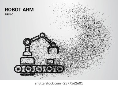 Robot Arm of particles. Robot Arm consists of small circles. Vector illustration.