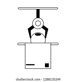 Robot arm with product in box