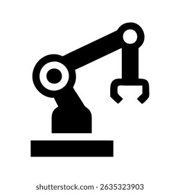 Robot arm technology icon. Robotic arm performing advanced automation tasks.