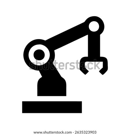Robot arm technology icon. Robotic arm performing advanced automation tasks.