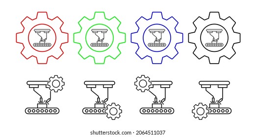 Robot arm vector icon in gear set illustration for ui and ux, website or mobile application