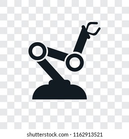Robot arm vector icon isolated on transparent background, Robot arm logo concept
