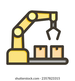 Robot Arm Vector Thick Line Filled Colors Icon For Personal And Commercial Use.
