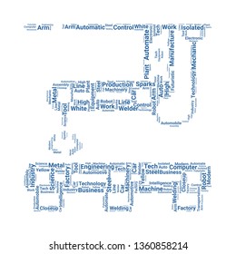 robot arm word cloud. tag cloud about robot arm.