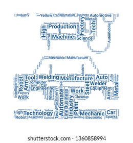 robot arm word cloud. tag cloud about robot arm.