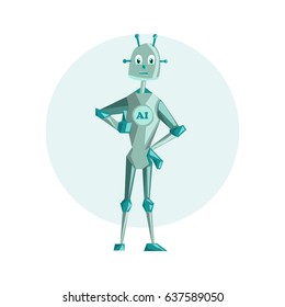 Robot artificial intelligence Cartoon characters design Vector illustration