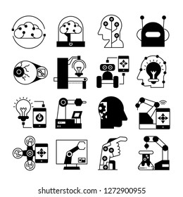 robot and artificial intelligence concept icons