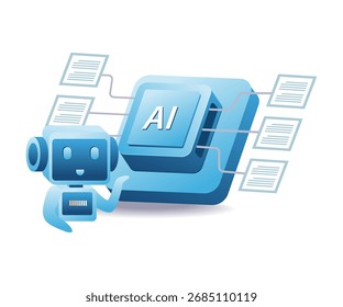 robot with artificial intelligence data concept for machine learning and big data