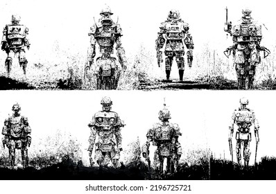 Robot. Artificial intelligence. Fantastic prototypes in the military environment.