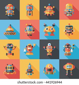 robot and artificial intelligence icons set