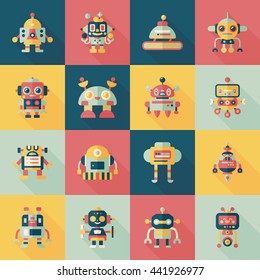 robot and artificial intelligence icons set