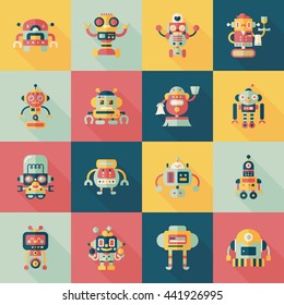 robot and artificial intelligence icons set