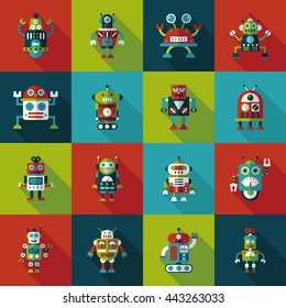 robot and artificial intelligence icons set