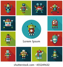 robot and artificial intelligence icons set