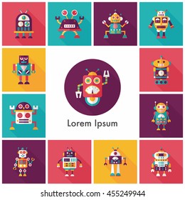 robot and artificial intelligence icons set