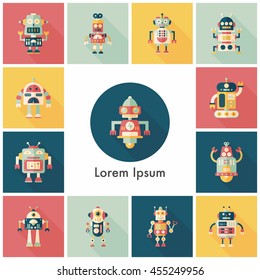 robot and artificial intelligence icons set