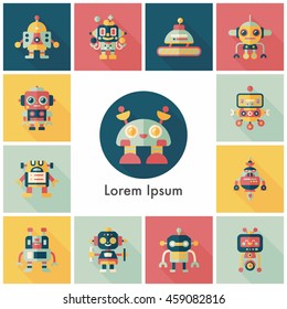 robot and artificial intelligence icons set