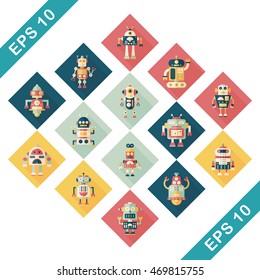 robot and artificial intelligence icons set