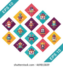 robot and artificial intelligence icons set