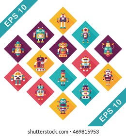 robot and artificial intelligence icons set