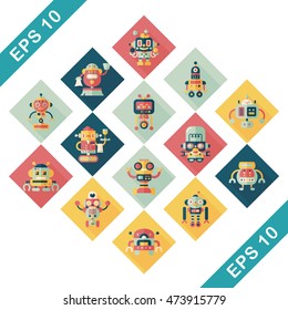 robot and artificial intelligence icons set