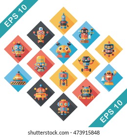 robot and artificial intelligence icons set