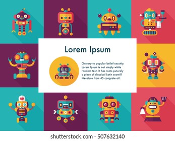 robot and artificial intelligence icons set