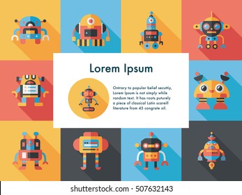robot and artificial intelligence icons set
