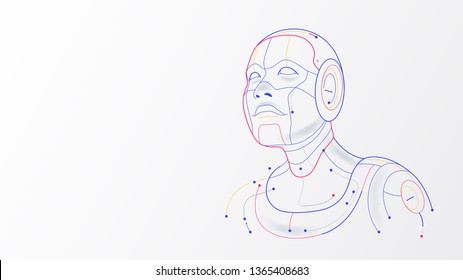 Robot artificial intelligence machine learning tech vector background