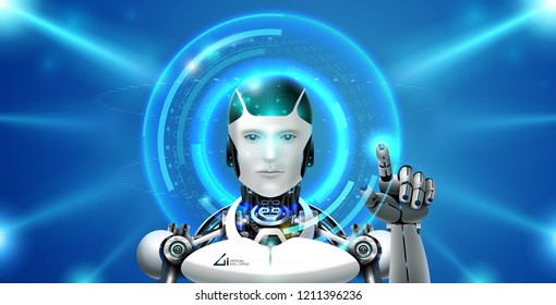 robot artificial intelligence technology smart lerning hologram interface monitor by ai technology industrial 4.0 control