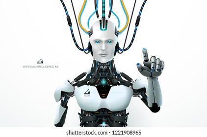 robot artificial intelligence technology smart lerning hologram interface monitor by ai technology industrial 4.0 control