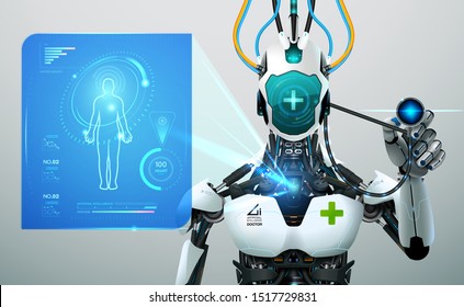 robot artificial intelligence technology smart lerning ai technology industrial 4.0 control vector illustration