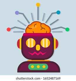 robot with artificial intelligence vector illustration concept logo