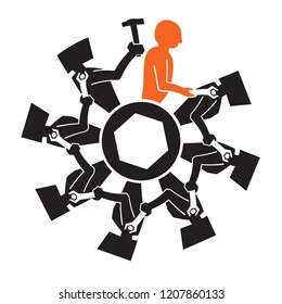 robot assembly line - automation impact concept