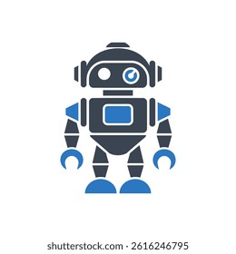 Robot Assistant Character Icon On White Background