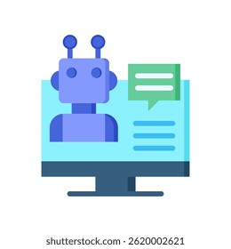 Robot Assistant Icon Flat Vector Illustration